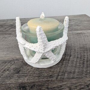 White Starfish Votive Candle Holder with Teal Votive Candle